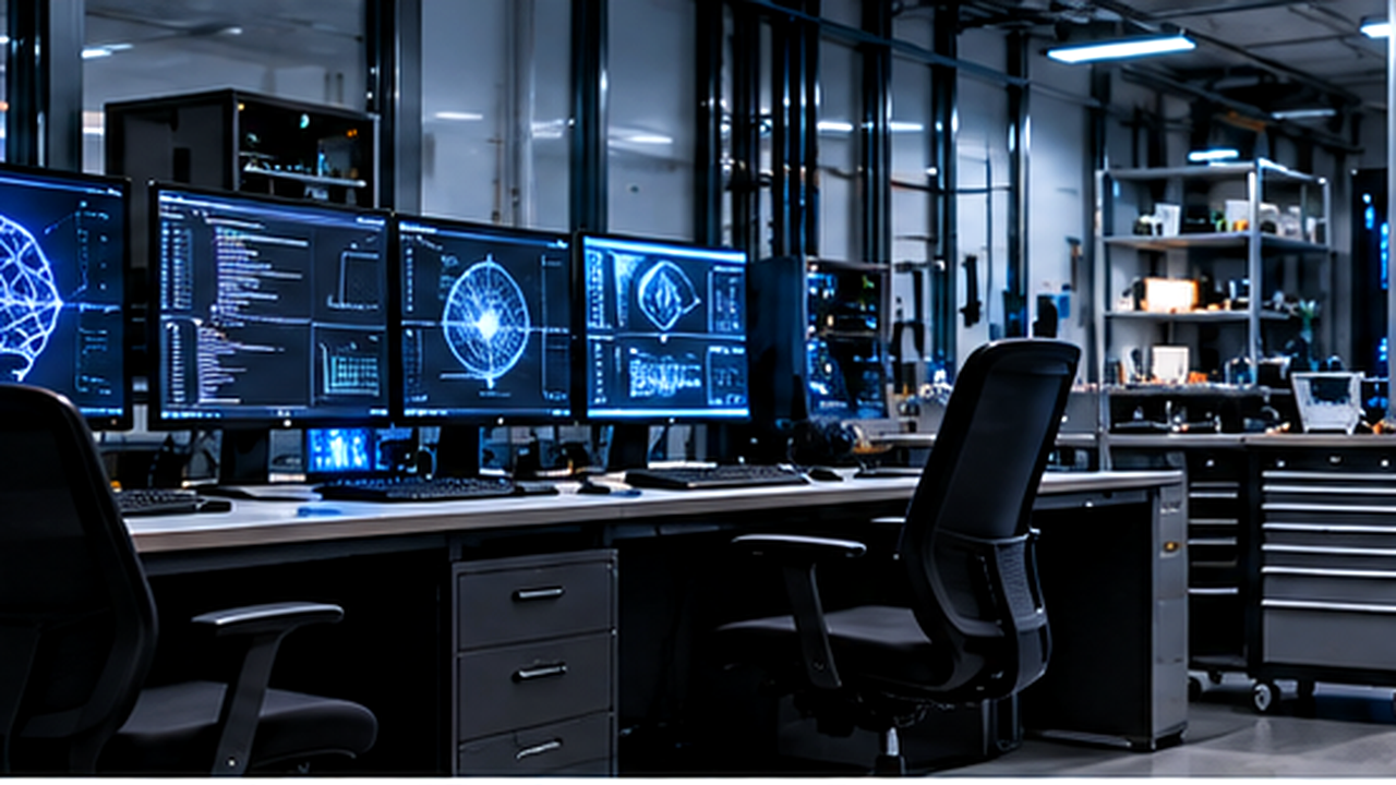 Original conceptual visualization of an advanced computing research environment