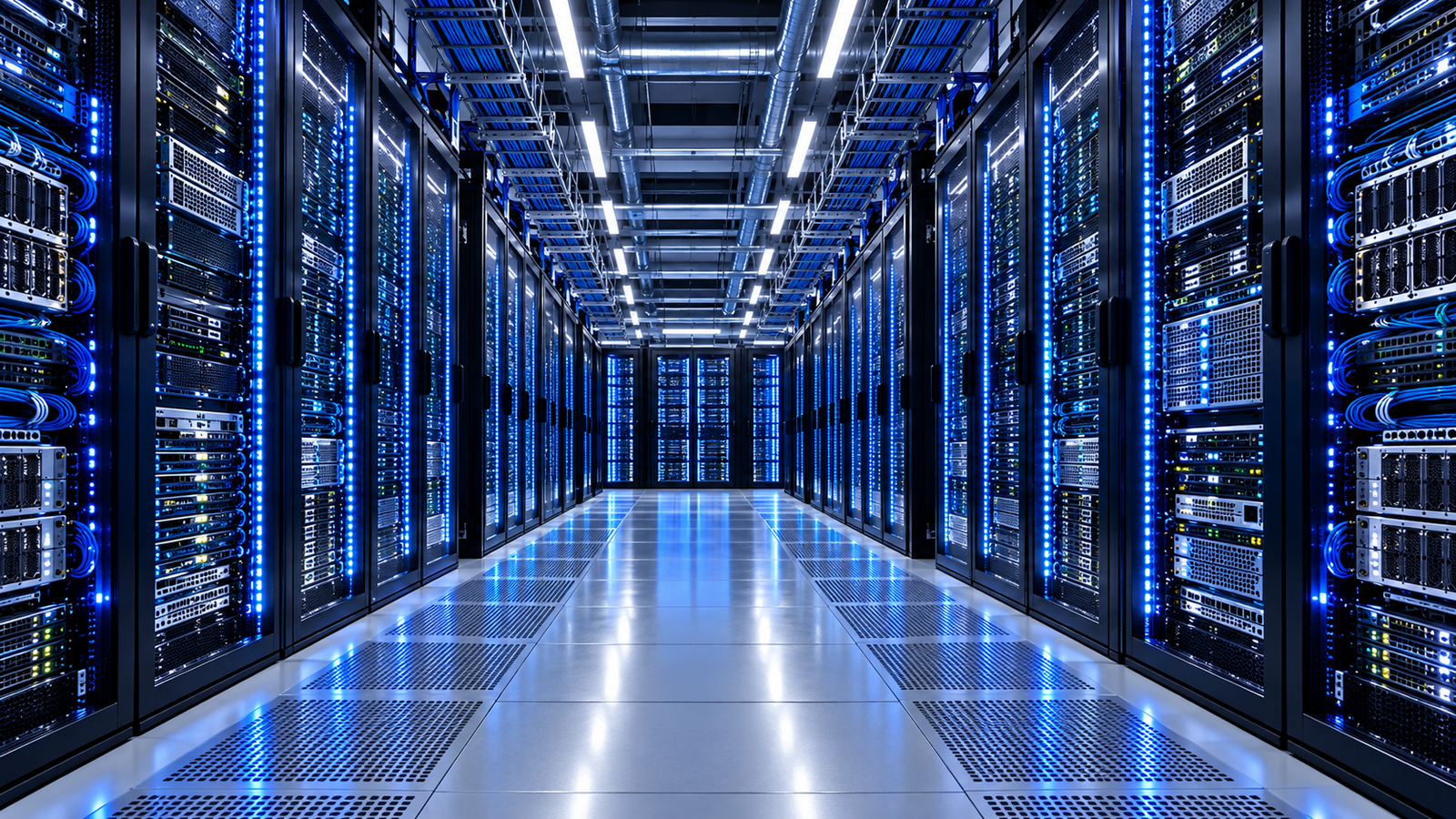 Original conceptual visualization of a high-density computing environment supporting artificial intelligence research